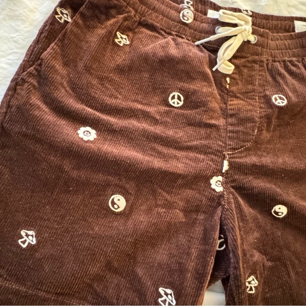 Pacsun Men’s Brown Corduroy Shorts with Embroidered Mushrooms, Flowers | M | NEW - Picture 6 of 7